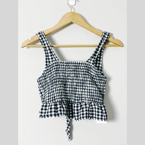 American Eagle Gingham Peplum Crop Top XS